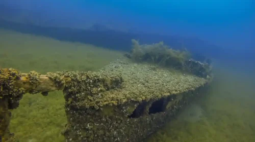 Schiffswrack im Ohridsee.