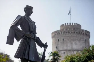 Statue von Pavlos Melas in Thessaloniki.